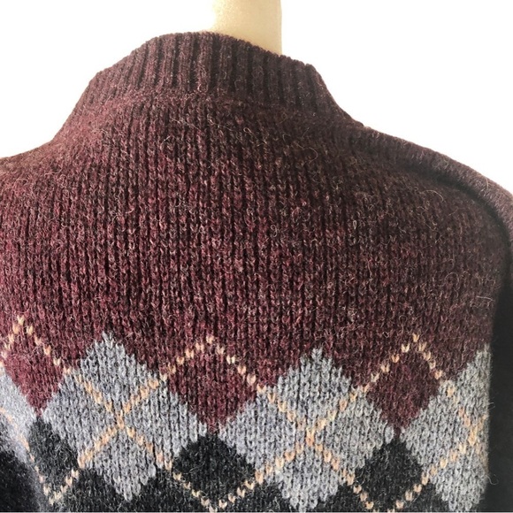 Pendleton Wool Sweater 38 L Argyle Design Heathers Burgundy Charcoal Grey - Picture 7 of 7